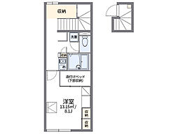JR鹿児島本線 川内駅 バス14分 育英小入口下車 徒歩5分の賃貸アパート 2階1Kの間取り