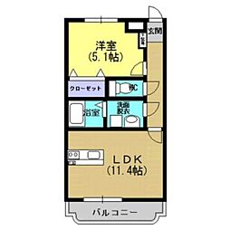 JR日豊本線 隼人駅 徒歩22分の賃貸マンション 3階1LDKの間取り