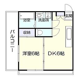 鹿児島市電2系統 市役所前駅 中草牟田下車 徒歩33分の賃貸マンション 3階1DKの間取り