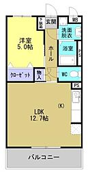 JR日豊本線 帖佐駅 徒歩13分の賃貸マンション 3階1LDKの間取り