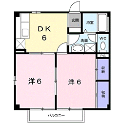ステップハウス 2DKの間取図画像