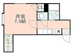 レインボー新屋敷 1Kの間取図画像
