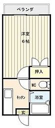 パルム中央 1Kの間取図画像