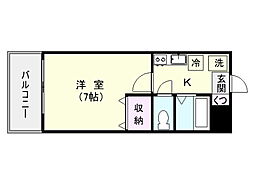 アーバンライフ東邦1 1Kの間取図画像