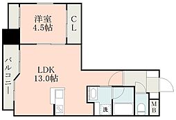 鹿児島市電1系統 鴨池駅 徒歩1分の賃貸マンション 10階1LDKの間取り
