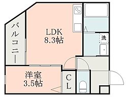 LinkCrest谷山電停南 1LDKの間取図画像