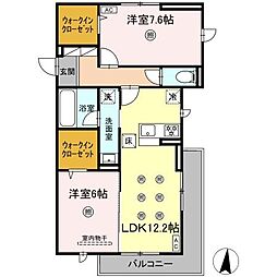 M&S RESIDENCE LIEN 2LDKの間取図画像