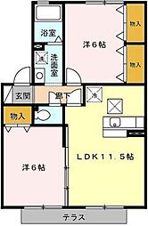 セジュールパトリ光山 2LDKの間取図画像