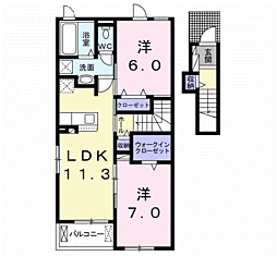 セレーノサンドウ2 2LDKの間取図画像
