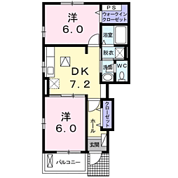 コンフォール1 2DKの間取図画像
