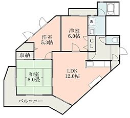 鹿児島ハイツ 3LDKの間取図画像