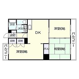 ネオハイツうえの 3DKの間取図画像