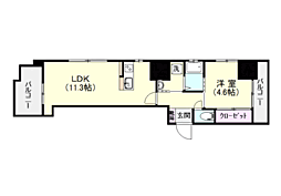 S-FORT鹿児島中央 1LDKの間取図画像