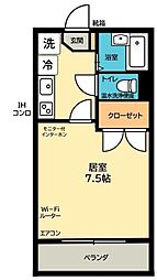 鴨池富山ビル 1Kの間取図画像