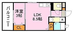 LEADINAIS鹿大前 1LDKの間取図画像
