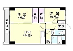 パークヒル 2LDKの間取図画像