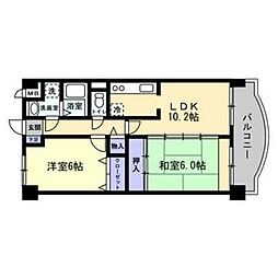 プラセル藤川 2LDKの間取図画像