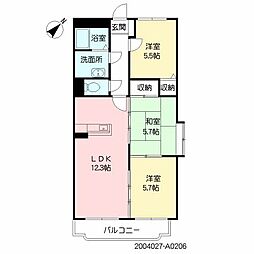 グランヒルズ永利 3LDKの間取図画像