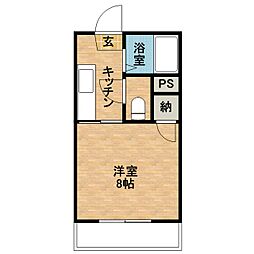グレイス荒田壱番館 1Kの間取図画像