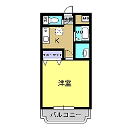 鹿児島市電2系統 加治屋町駅 徒歩8分の賃貸マンション 4階1Kの間取り