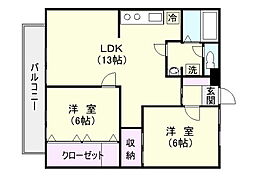 ウインズマンション 2LDKの間取図画像