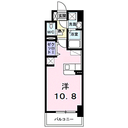 鹿児島市電1系統 武之橋駅 徒歩6分の賃貸マンション 4階ワンルームの間取り