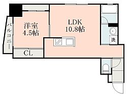 鹿児島市電2系統 郡元駅 徒歩2分の賃貸マンション 3階1LDKの間取り