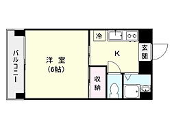 ハイデンス宇宿 1Kの間取図画像