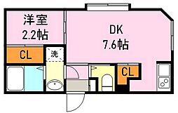 鹿児島市電1系統 荒田八幡駅 上荒田下車 徒歩6分の賃貸マンション 1階1DKの間取り