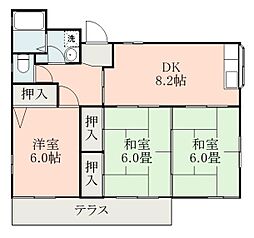 JR日豊本線 鹿児島中央駅 徒歩11分の賃貸アパート 1階3DKの間取り
