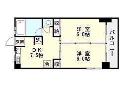 トヤマ薬品ビル 2DKの間取図画像