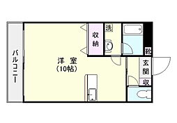 JR指宿枕崎線 宇宿駅 徒歩35分の賃貸マンション 2階ワンルームの間取り