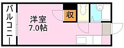 アビターレ新屋敷 ワンルームの間取図画像