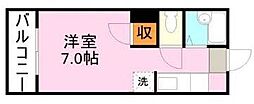 アビターレ新屋敷 ワンルームの間取図画像