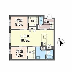 鹿児島市電1系統 荒田八幡駅 二中通駅　徒歩16分、　鹿児島下車 徒歩13分の賃貸マンション 1階2LDKの間取り