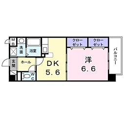 リバーハイツ石塚 1DKの間取図画像