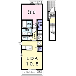 JR指宿枕崎線 谷山駅 バス8分 白山北下車 徒歩5分の賃貸アパート 2階1LDKの間取り