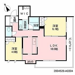 鹿児島市電1系統 二軒茶屋駅 日之出町西下車 徒歩6分の賃貸マンション 3階2LDKの間取り