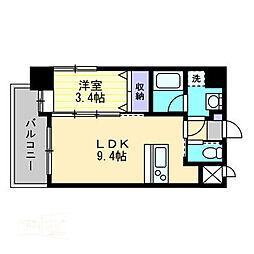 鹿児島市電2系統 天文館通駅 徒歩9分の賃貸マンション 9階1LDKの間取り