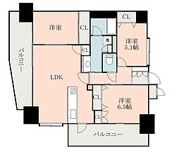 鹿児島市電2系統 高見橋駅 鹿児島中央駅下車 徒歩4分の賃貸マンション 15階3LDKの間取り