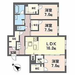 JR鹿児島本線 鹿児島駅 徒歩6分の賃貸マンション 1階3SLDKの間取り