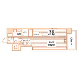 鹿児島市電2系統 中洲通駅 徒歩2分の賃貸マンション 4階1LDKの間取り