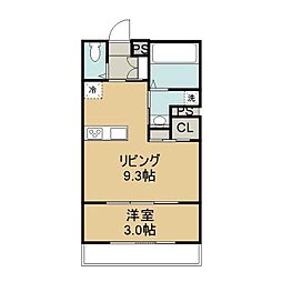 JR指宿枕崎線 谷山駅 徒歩8分の賃貸マンション 2階1LDKの間取り