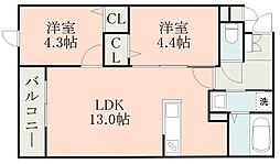 鹿児島市電1系統 上塩屋駅 上塩屋下車 徒歩3分の賃貸マンション 1階2LDKの間取り