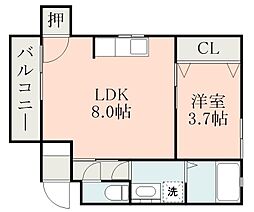 サンリアン柳町 1LDKの間取図画像