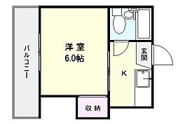OZ-6ビル 1Kの間取図画像