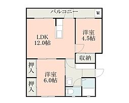 藤絹600 2LDKの間取図画像