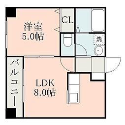 サンスマイル 1DKの間取図画像