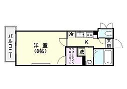 鹿児島市電1系統 荒田八幡駅 徒歩4分の賃貸マンション 4階1Kの間取り