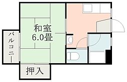 壱番館 1Kの間取図画像